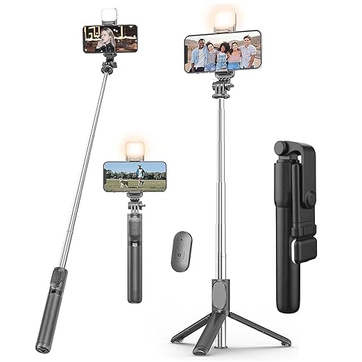 Latest Deal On Kratos 28 Inch Selfie Stick Tripod Stand with Light, 3-in-1 Multifunctional Design - Dealsified