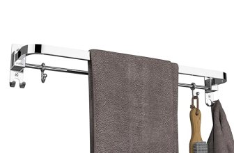 Plantex Anti Rust 304 Grade Stainless Steel Folding Single Towel Rod with Hooks
