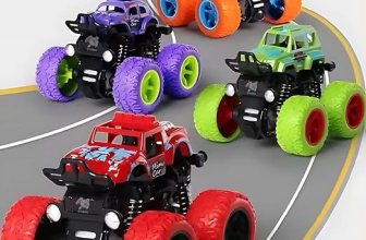 Storio Pack of 4 4×4 Friction Powered Mini Monster Trucks for Boys 3-7 Years