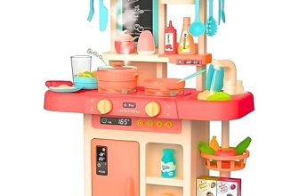 Storio Toys Kitchen Set for Kids Girls Big Cooking Set Light and Sound Pretend Play Toy