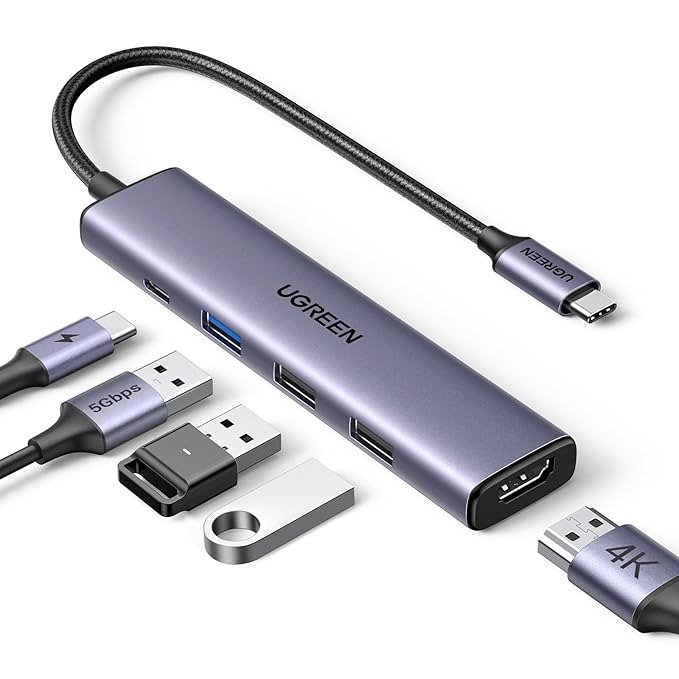 Latest Deal On UGREEN Revodok 105 USB C Hub 5 in 1 Multiport Adapter 4K 30Hz HDMI - Dealsified