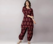 rytras Women Pure Cotton Printed Straight Kurta Set with Palazzo Pants