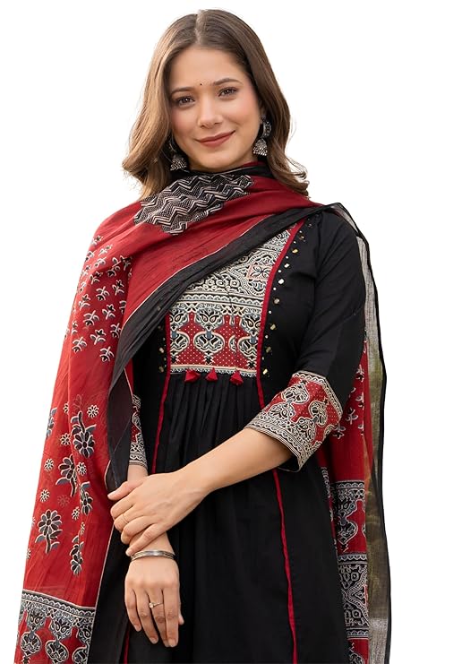 Amayra Women's Pure Cotton A-Line Kurta Set with Palazzo Pants & Dupatta Latest Deal On Amayra Women's Pure Cotton A-Line Kurta Set with Palazzo Pants & Dupatta - Dealsified