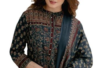 Arayna Women’s Cotton Printed Kurta Set with Palazzo Pants and Dupatta