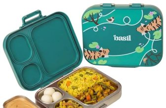 Basil Bento Box Quad Plus – 3+1 Compartment Stainless Steel Lunch Box (1020ml) with BPA-Free Lid