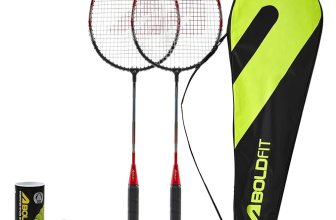 Boldfit Badminton Rackets Aluminium Badminton Racket with Full Cover Bag Standard Shuttle Bat