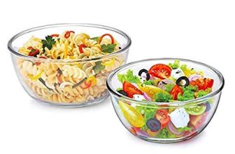 CELLO Ornella Round Glass Mixing Bowls for Kitchen Set of 2 Pcs, 500 ml Transparent
