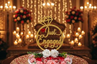 Divyakosh Just Engaged Red MDF Engagement Ring Holder Tray 8×9 inch