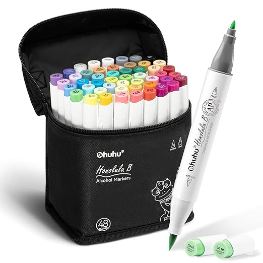 Ohuhu Alcohol Markers Brush Tip -Double Tipped Art Marker Set for Artist Adults Coloring Illustration - 48 Colors -Brush & Fine -Honolulu B -Refillable Latest Deal On Ohuhu Alcohol Markers Brush Tip -Double Tipped Art Marker Set for Artist Adults Coloring Illustration - 48 Colors -Brush & Fine -Honolulu B -Refillable - Dealsified