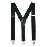 Peluche 3.5cm Strap Width Black Elastic Suspenders for Men