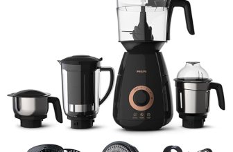 Philips Stainless Steel Mixer Grinder + Food Processor, 3-in-1 750 Watt (Mixer Grinder for home + Juicer + Food Processor) 4 Jar