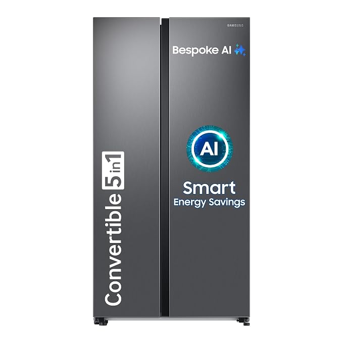 Samsung 653 L, 3 Star, Frost Free, Double Door, Convertible 5-in-1 Digital Inverter, Side By Side AI Enabled Smart Refrigerator Latest Deal On Samsung 653 L, 3 Star, Frost Free, Double Door, Convertible 5-in-1 Digital Inverter, Side By Side AI Enabled Smart Refrigerator - Dealsified