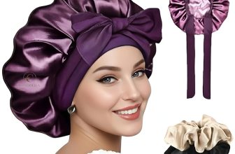 Silk Bonnet for Hair with 3 Scrunchies, Adjustable Hair Cap for Sleeping