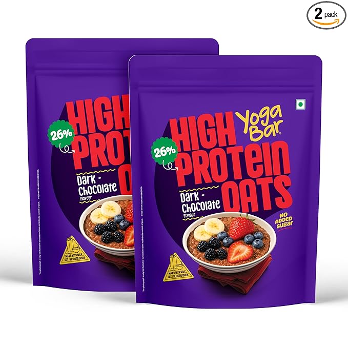 Yogabar 26g High Protein Oats 1kg, Pack of 2 , Dark Chocolate Latest Deal On Yogabar 26g High Protein Oats 1kg, Pack of 2 , Dark Chocolate - Dealsified