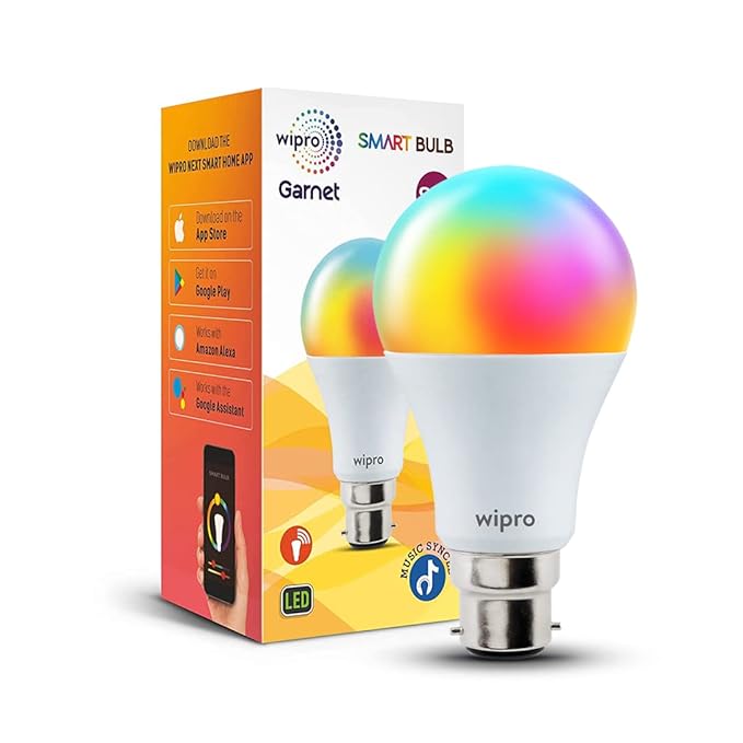 Latest Deal On wipro 9-Watt B22 WiFi Smart LED Bulb with Music Sync - Dealsified