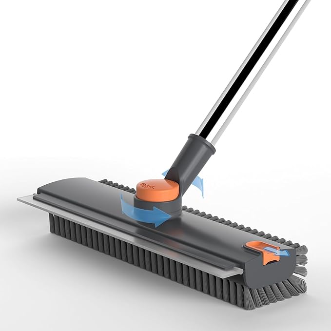 Latest Deal On 3 in 1 Bathroom Cleaning Brush with Wiper - Heavy Duty 52 inch Long Handle 360° Rotate Floor Scrubber Brush - Dealsified