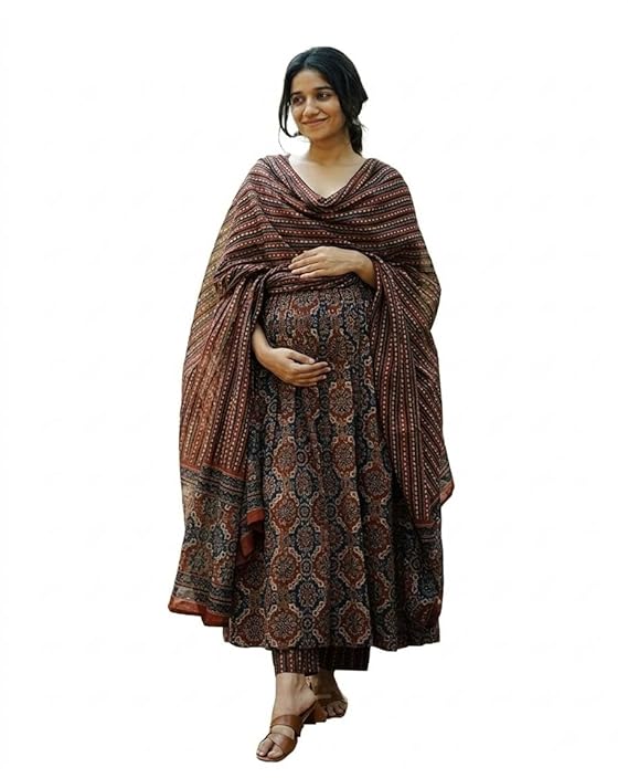 Latest Deal On ASSUME FAB Women Viscose Rayon Anarkali Maternity and Nursing Kurta Set with Dupatta - Dealsified