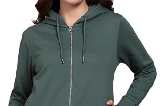 Alan Jones Clothing Women’s Solid Zipper Hooded Sweatshirt