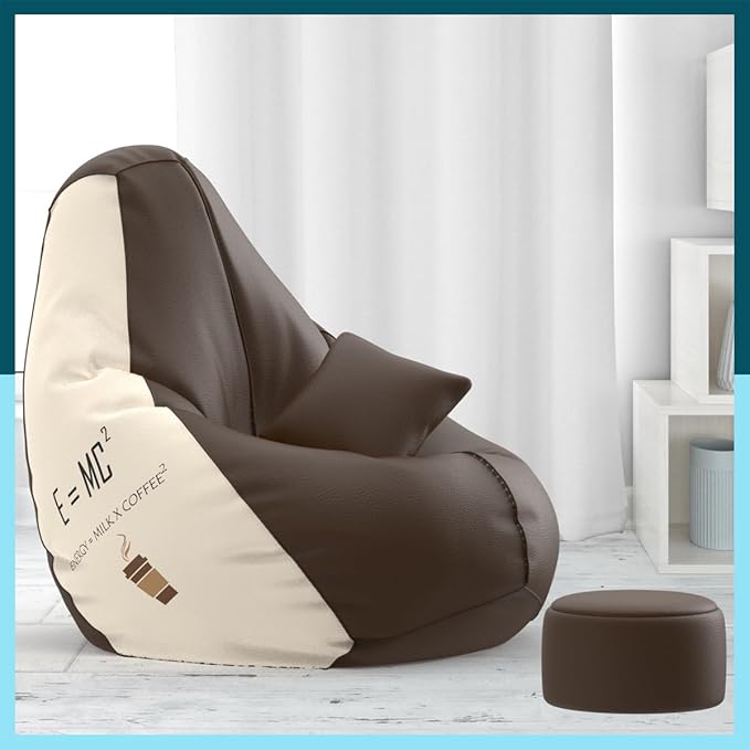 Latest Deal On Biggie Bean Bag with Beans Filled 4XL Bean Bag with Free Cushion and Footrest - Dealsified