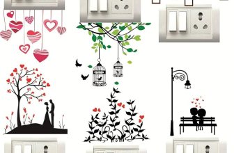 Decor Villa™ Love Heart Switch Board Sticker Floral Stickers Wall Stickers