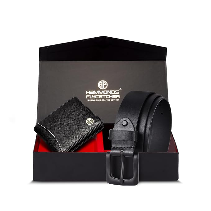 Latest Deal On HAMMONDS FLYCATCHER Men Genuine Leather Black Gift Combo-Wallet & Belt Combo Box - Dealsified