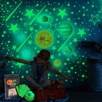 HASTHIP Glow in The Dark Planet Stickers 110 Pcs 15 cm, Radium Stars