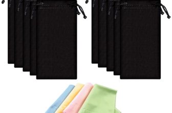 KT Eye glasses & Sunglasses Case Pouch Bag with 10 Lens Cleaning Cloth