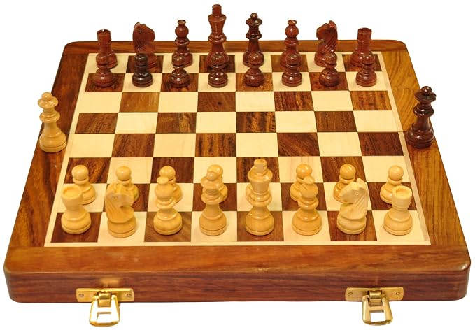 Latest Deal On PALM ROYAL HANDICRAFTS 12 Inches Wooden Handmade Foldable Magnetic Chess Board Set - Dealsified