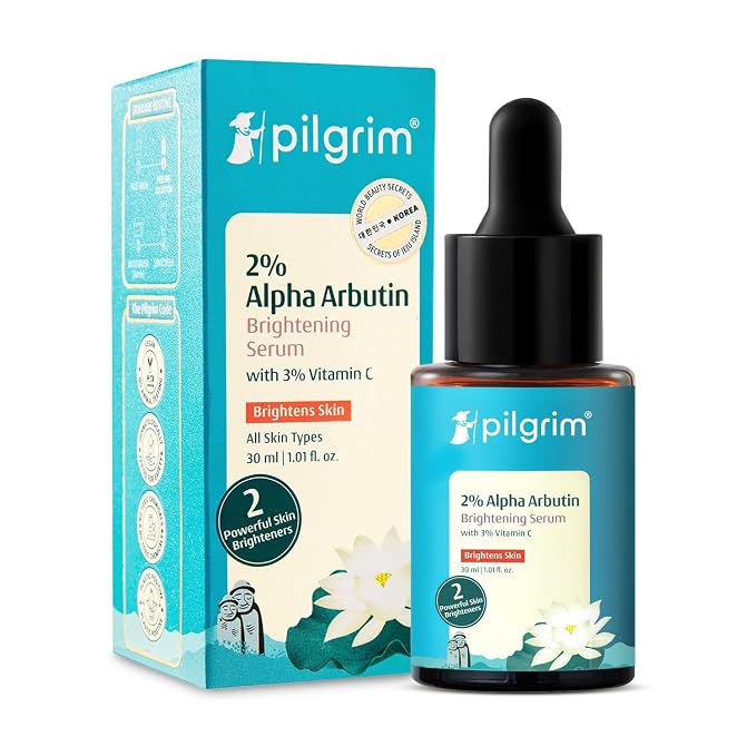 Latest Deal On PILGRIM Korean 2% Alpha Arbutin & 3% Vitamin C Brightening Face Serum for glowing skin - Dealsified