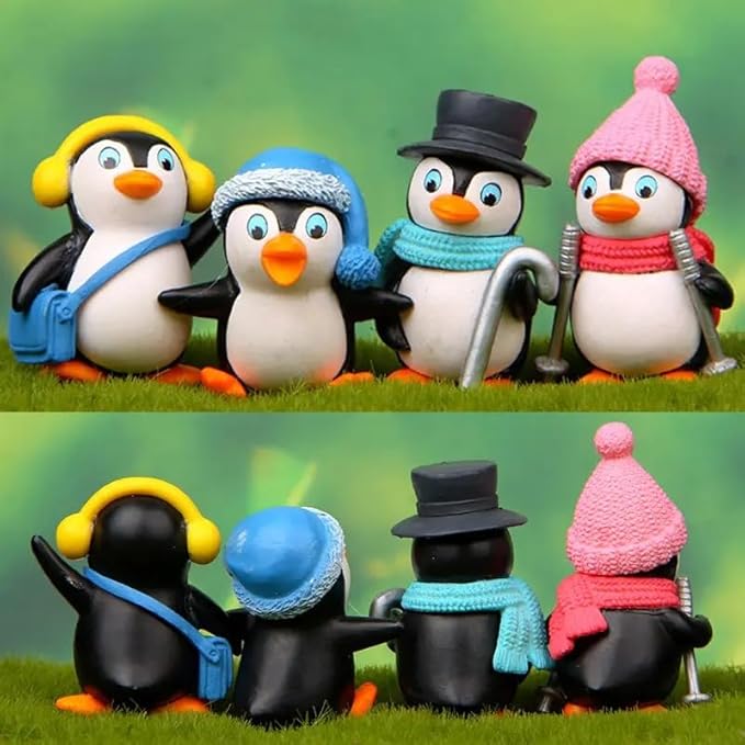 Latest Deal On SATYAM KRAFT 1 Set (4 Pcs) Cute Penguin Miniature Figurines Showpiece - Dealsified