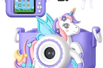 Wembley Kids Digital Camera with 2.0 Inch Screen, Unicorn Design, Selfie Camera, Photo & Video Recorder, Built-in Games, 8GB SD Card Included