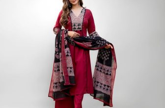 Amayra Women’s Pure Cotton A-Line Kurta Set with Palazzo Pants & Dupatta