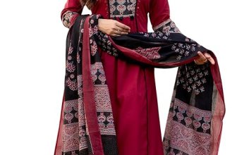 Amayra Women’s Pure Cotton A-Line Kurta Set with Palazzo Pants & Dupatta