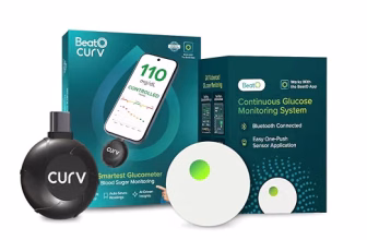 BeatO Combo: CURV Glucometer + BeatO CGM | Auto-Saves Readings