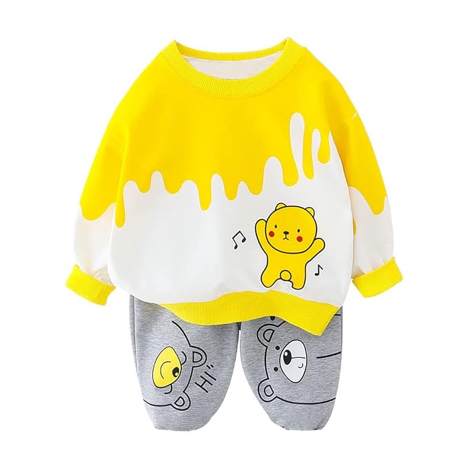 Latest Deal On Googo Gaaga Boy's Cotton Full Sleeves Sweatshirt with Pant Set - Dealsified