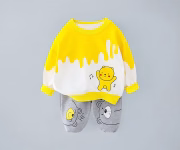 Googo Gaaga Boy’s Cotton Full Sleeves Sweatshirt with Pant Set in Yellow Color