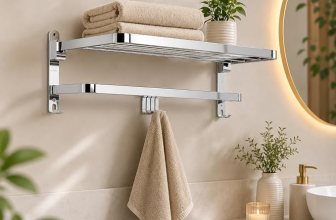 Hindware Bathroom Accessories-Stainless Steel 304 Grade Folding Towel Rack for Bathroom