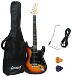JUAREZ JRZ-ST01-3TS, 6 Strings Linden Wood Electric Guitar, Right Handed with Bag/Case, 2 x Picks
