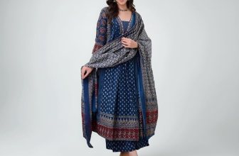 KLOSIA Women’s Rayon Printed Anarkali Kurta and Pant with Dupatta Set