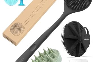 KROYWEN Soft Silicone Back Scrubber Long Handle Bath Brush + Body Scrubber Bath Brush + Scalp Massager for Hair + Face Scrubber Brush, Combination Combo