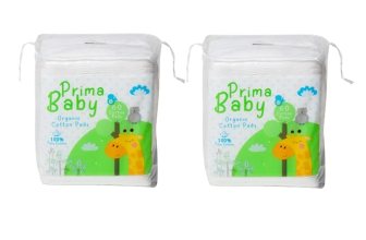 PrimaBaby Cotton Squares, Soft & Gentle, Chemical Free, 60 Pieces Pack of 2