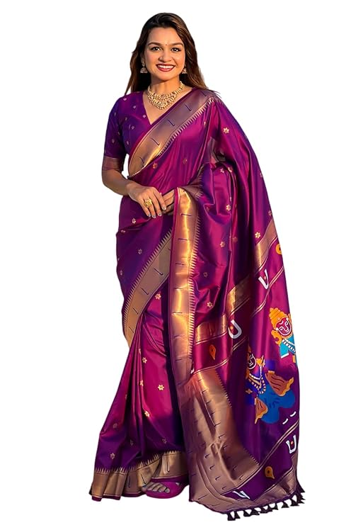 Latest Deal On SGF11 Women's Kanjivaram Paithani Silk Saree With Unstitched Blouse Piece - Dealsified