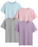 SLEEPY NUTS Women Boyfriend Plain Round Neck Half Sleeve T-Shirt