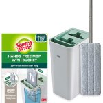 Scotch-Brite Plastic Hands-Free Microfiber Flat Mop with Compact Bucket, Splash Proof Design & Double Scraper for Easy Squeeze