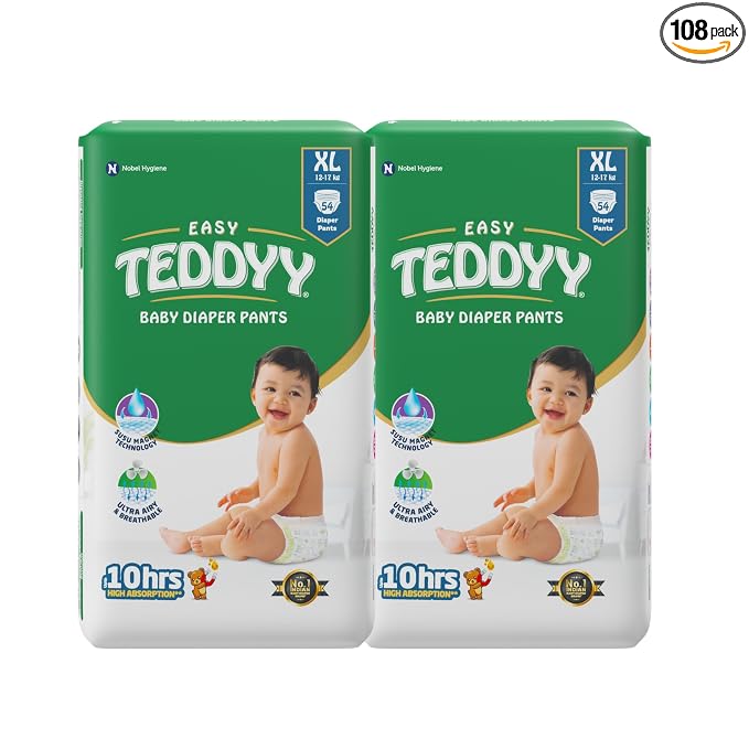 Latest Deal On TEDDYY Easy Baby XL Size Diaper Pant Style |108 Count (Extra Large) |12-17 kgs (Pack of 2) - Dealsified