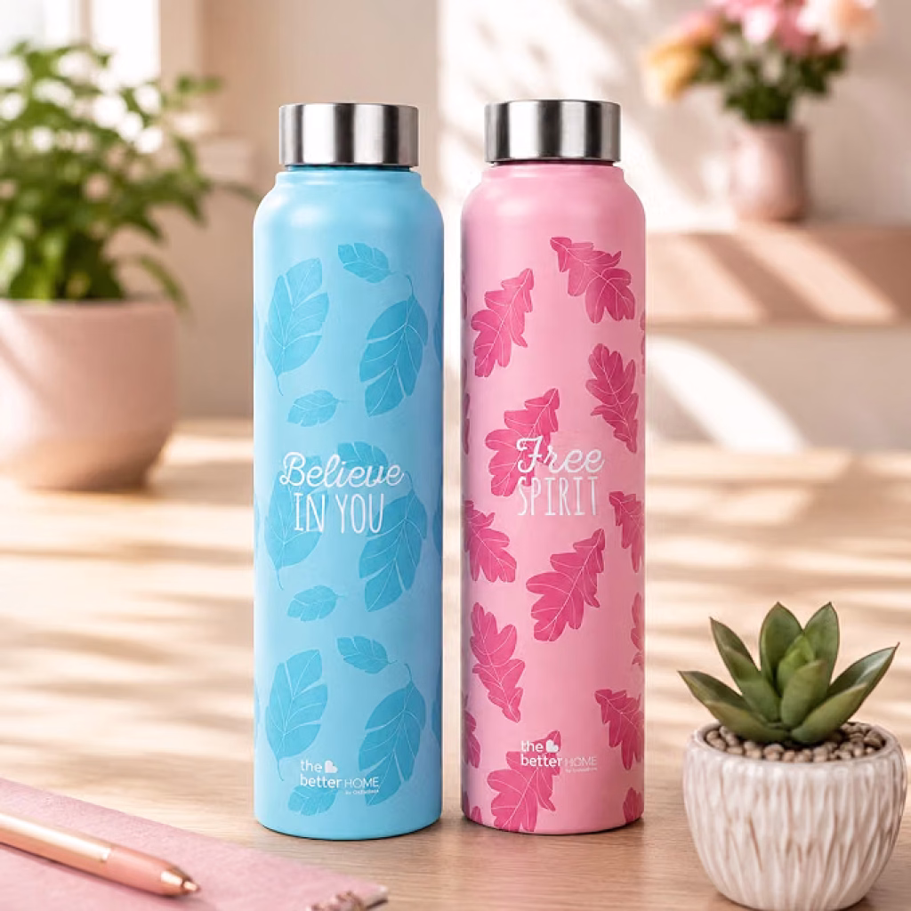 Latest Deal On The Better Home Stainless Steel Water Bottle 1 Litre | Pack of 2 - Dealsified