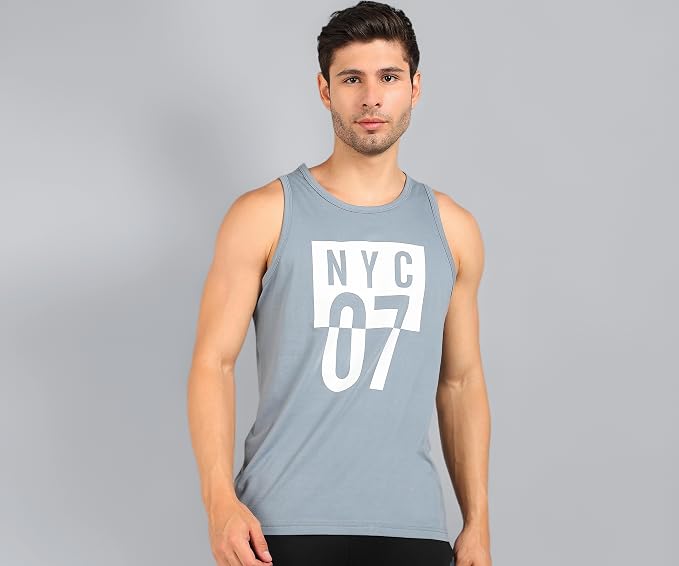 Latest Deal On Alan Jones Clothing Men Cotton Printed Sleeveless T-Shirt - Dealsified