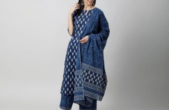 Amayra Women’s Cotton Printed Straight Kurta with Palazzos and Dupatta Set