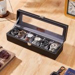 Amazon Basics Unisex Faux Leather Watch Organizer Box with 6 Slots