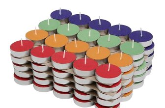 Amazon Brand – Solimo Colored Wax Tealight Candles